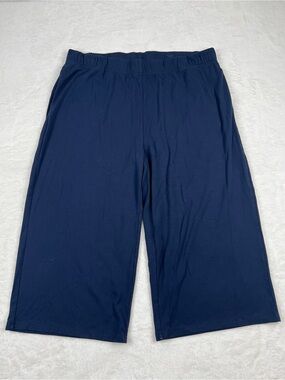 Cozy Earth Bamboo Blend Wide Leg Cropped Sweatpants Navy XL Soft Lounge